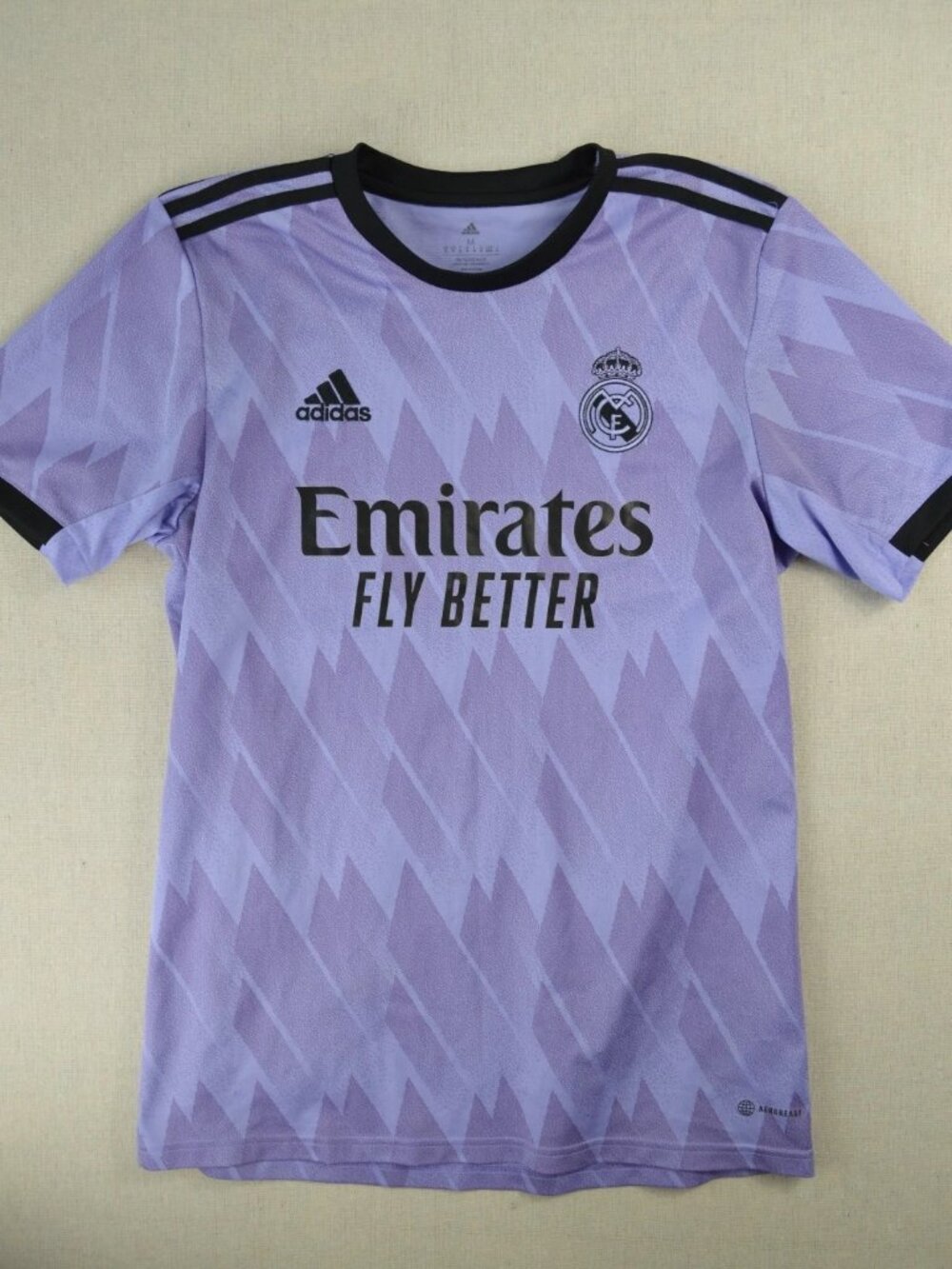 Adidas Mens Purple Real Madrid 2022/2023 Away Soccer Jersey Short Sleeve Size M